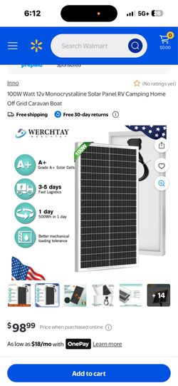 1pc Solor Module 100w