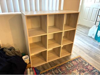 Beige cube storage shelf