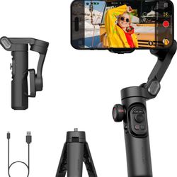 Gimbal Stabilizer for Smartphone, iPhone Gimbal w/Focus Wheel Face/Object Tracking Gimbal for iPhone 15 14 Pro Max/Android Foldable 3-Axis Handheld Ph