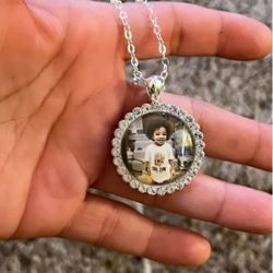 Silver Circle Custom Photo Necklace. Perfect Gift For Men And Women, Kid Friendly.