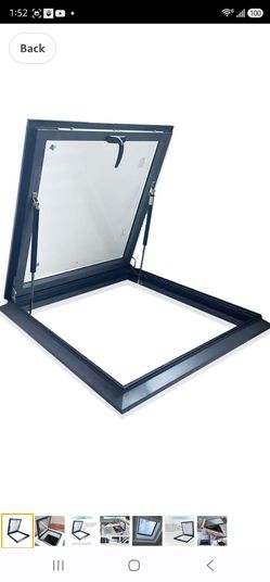 Skylight Roof Window, Tempered Glass Skylight Cover, Aluminum Alloy Frame & Hydraulic Rod, Egress Roof Window with Double-Layer Tempered Glass, for Ro