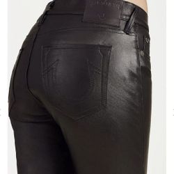 TRUE RELIGION BLACK LEATHER JEANS