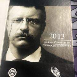 2013 US Mint Theodore Roosevelt Coin & Chronicles Set Silver Medal
