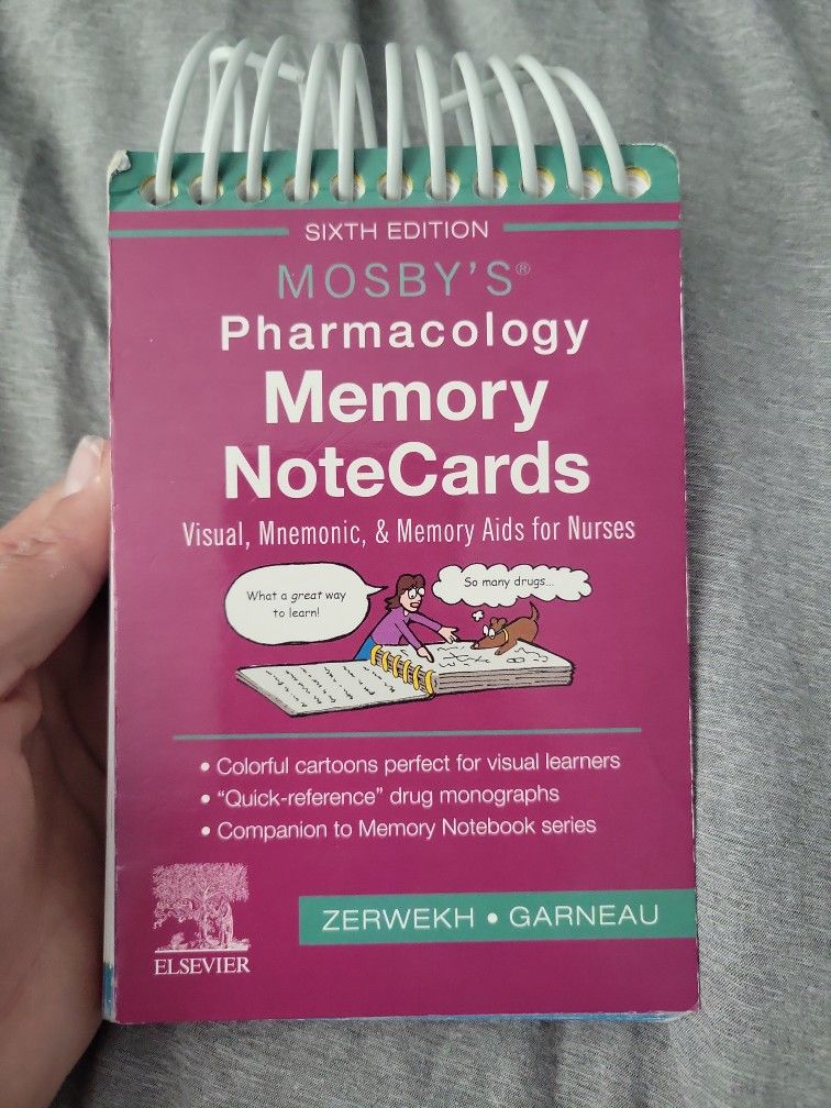 Pharmacology Memory Note Cards