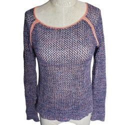 American Eagle Outfitters Womens Sweater Size Large Blue/Orang Soft Open Knit