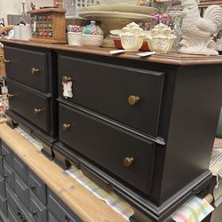 Pair of newly refinished black nightstands