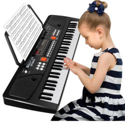 (NEW) M SANMERSEN Piano for Kids with Microphone, Keyboard Piano for Beginners Electronic Keyboard 61 Keys with Dual Speakers/LED Display/AUX-in Jack/