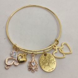 Women Gold Slider Adjustable Charm Bracelet