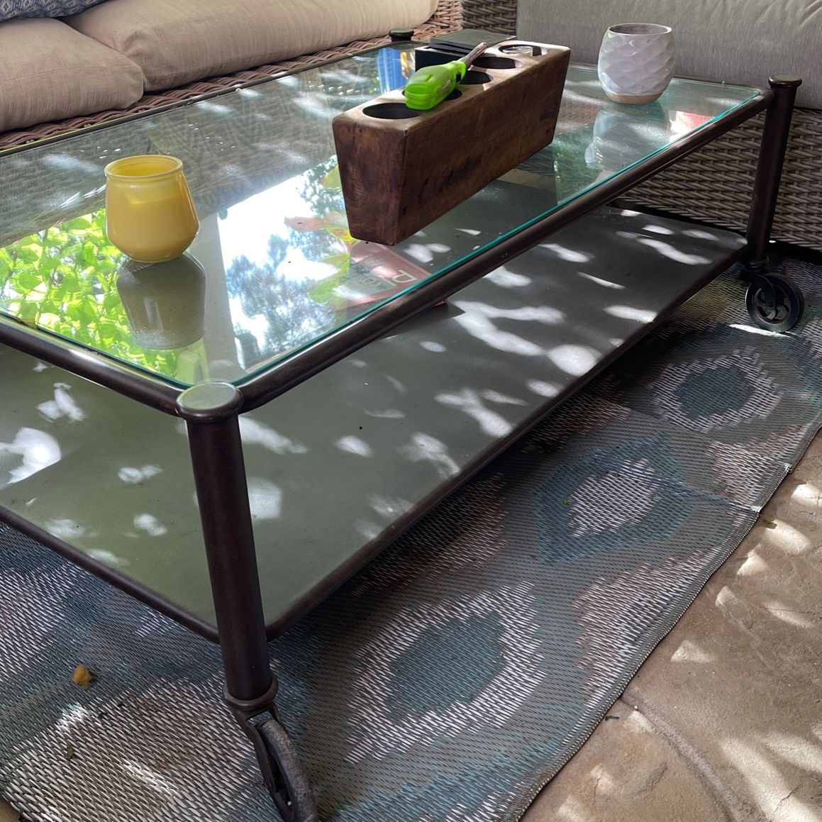 Glass Coffee Table On Wheels 