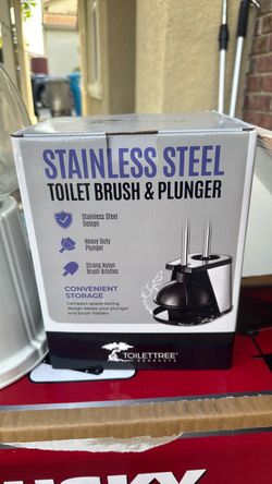 Stainless steel toilet brush plunger