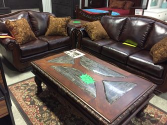 NEW Leather Ashley Sofa & Love Set We Can Deliver
