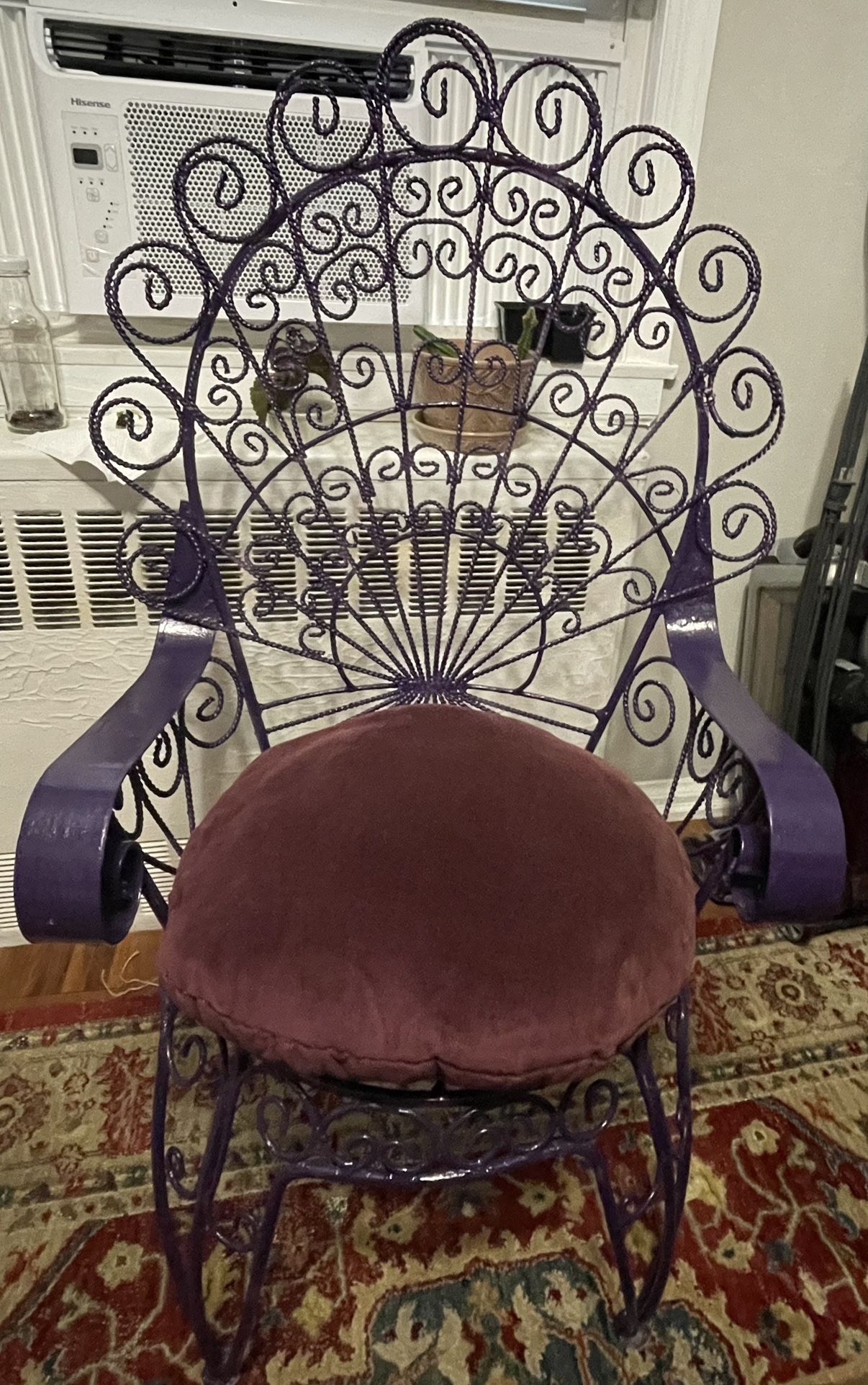 Spray Painted Purple Vintage Wrought Iron Chair Small 