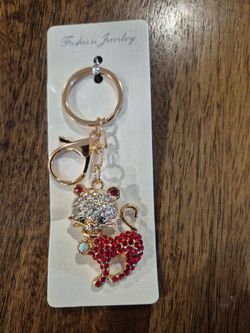 Crystal Cat Keychain Fashion Jewelry
