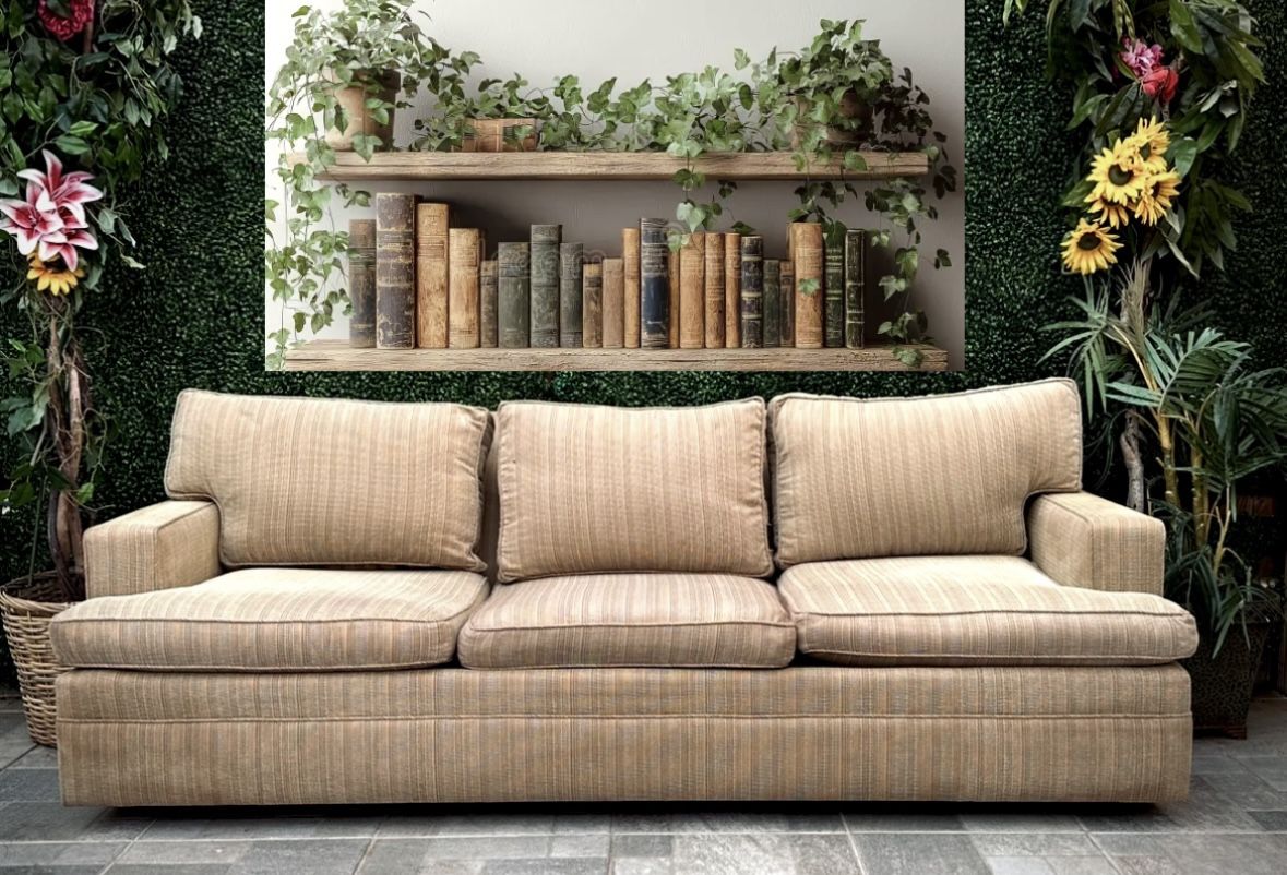 (Free Delivery đźšš) Dark Tan Striped Vintage Couch