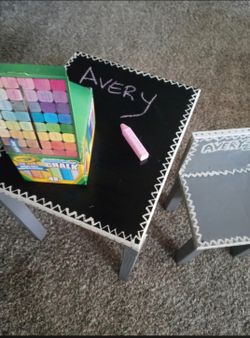 Chalk board table and chair