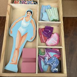 Wooden Magnetic Ballerina Dress Up Doll
