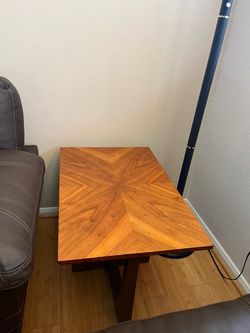 Wooden End Table with Chevron Top