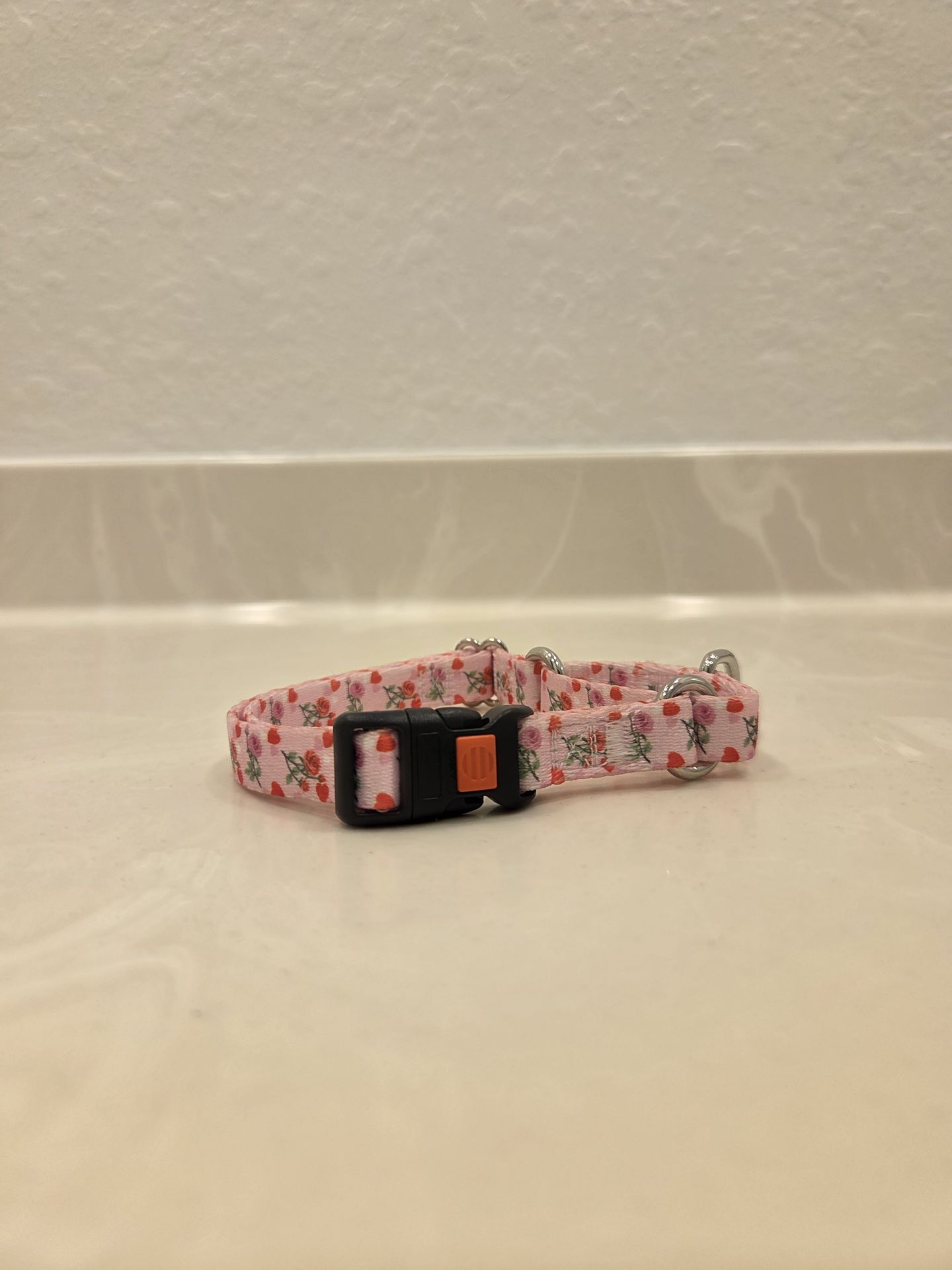 Pink Floral Martingale Dog Collar
