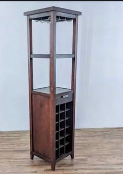 Crate and Barrel tall espresso wood wine tower