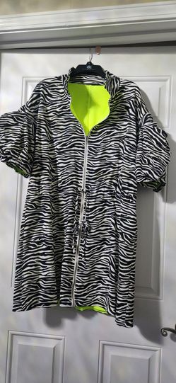 Zebra Print Zip-Up Light Weight Jacket
