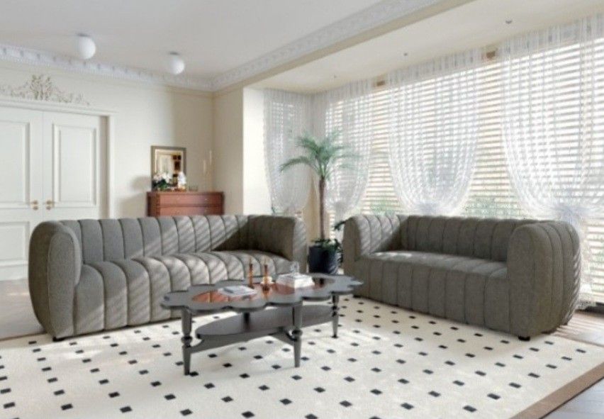 Brand New Grey Contemporary Style Sofa & Loveseat
