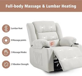 Swivel Rocker Recliner Chair for Adults with Massage and Heat, Cup Holders and Side Pockets, Oversized Glider Rocking Reclining Single Sofa Chair for 