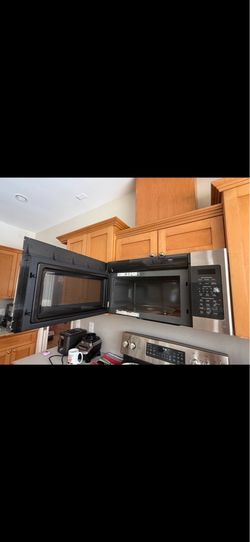 GE double oven and above range microwave