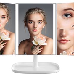 New 3 Color Makeup Mirror Vanity Mirror with Lights 1X 2X 3X Magnification