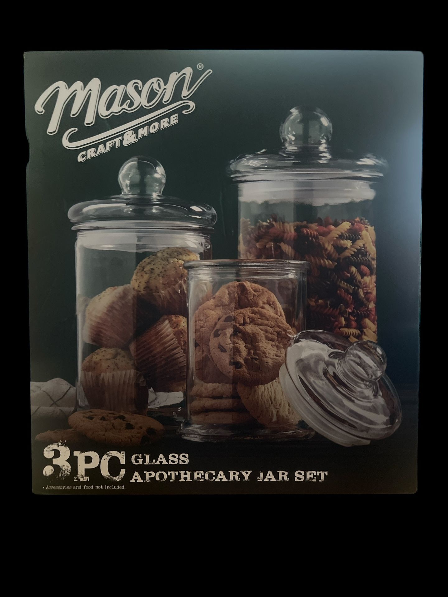 For Sale: Mason Craft & More Glass Apothecary Jar Set – 3 Pc