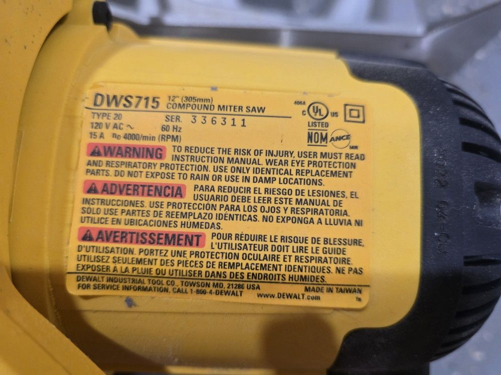 12" Dewalt Miter Table Saw - Barely Used