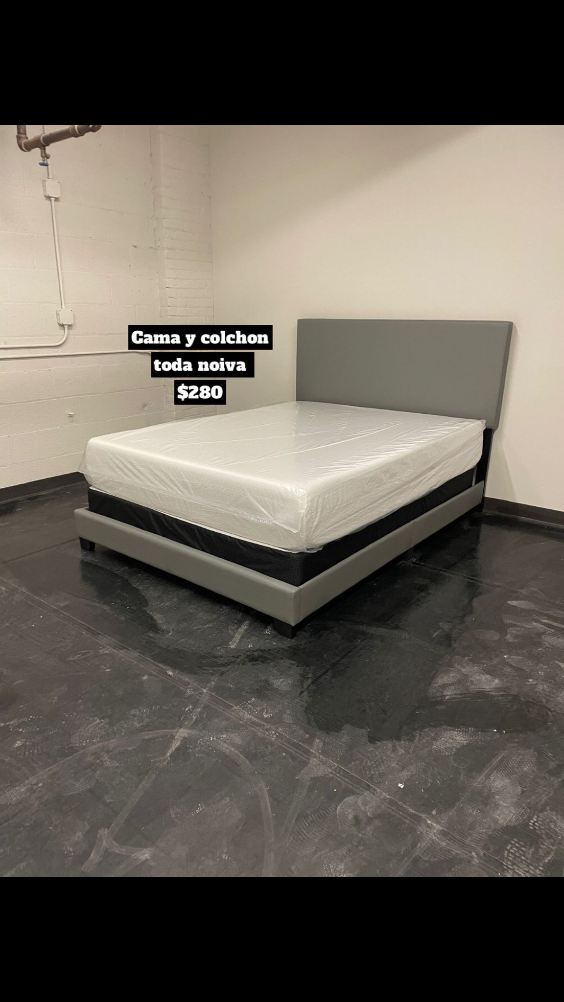 Queen Size Bed Headboard Frame Mattress And Box Spring All Included Brand New Furniture Yes We Deliver