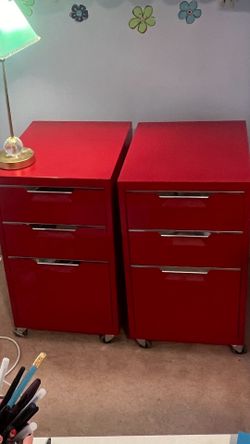 Cute Red Metal File Cabinets