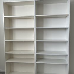 2 Ikea Billy Bookcases, white, 31 1/2x11x79 1/2 "
