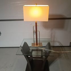 Glass End Table And Lamp