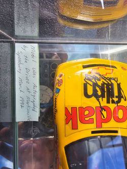 Autographed Ernie Irvan Nascar Model Car with Display Case
