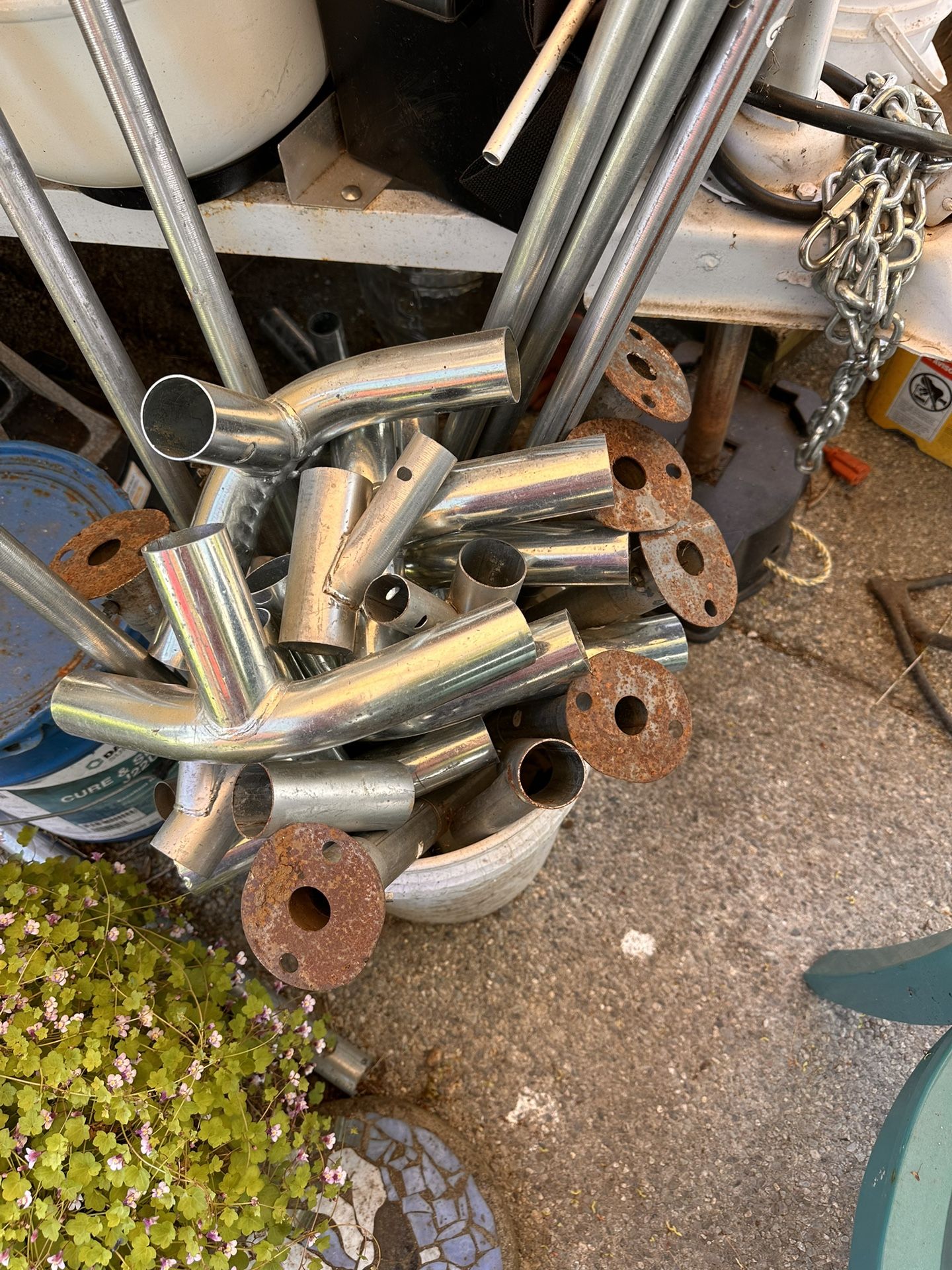 Scrap aluminum poles and fittings