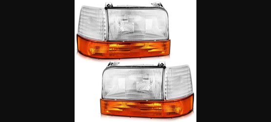 WEELMOTO Headlights for 92-97 Ford F-150/Bronco Clear Lens DOT