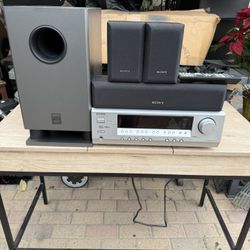 Onkyo Receiver Subwoofer And Sony Speakers 