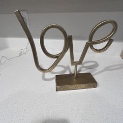Looping Gold Love Tabletop Metal Sign