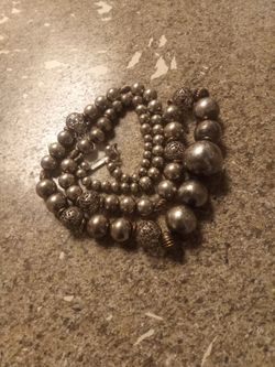 Victorian Era Sterling Silver Beaded Necklace