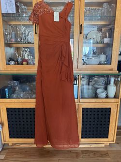Rust Orange One-Shoulder Formal Gown size S4