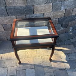 Mahogany and glass side table