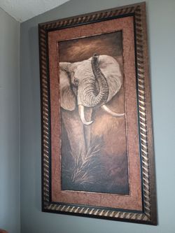 Decorative Elephants painting on canvas  45"x 23" with frames.