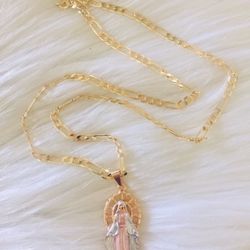 Necklace Religious gold plated tricolor 26 inches