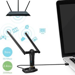BrosTrend 1200Mbps Long Range USB WiFi Adapter for PC Desktop Laptop of Windows 11/10/8.1/8/7, Wireless Adapter Dual Band 2.4GHz 300Mbps + 5GHz 867Mbp