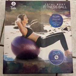 Home Exercise Fitness Ball 65 cm Total Body Tula Athletica DVD Included NEW