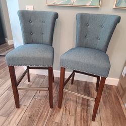 2 Kirkland's Bar Height Upholstered Stools