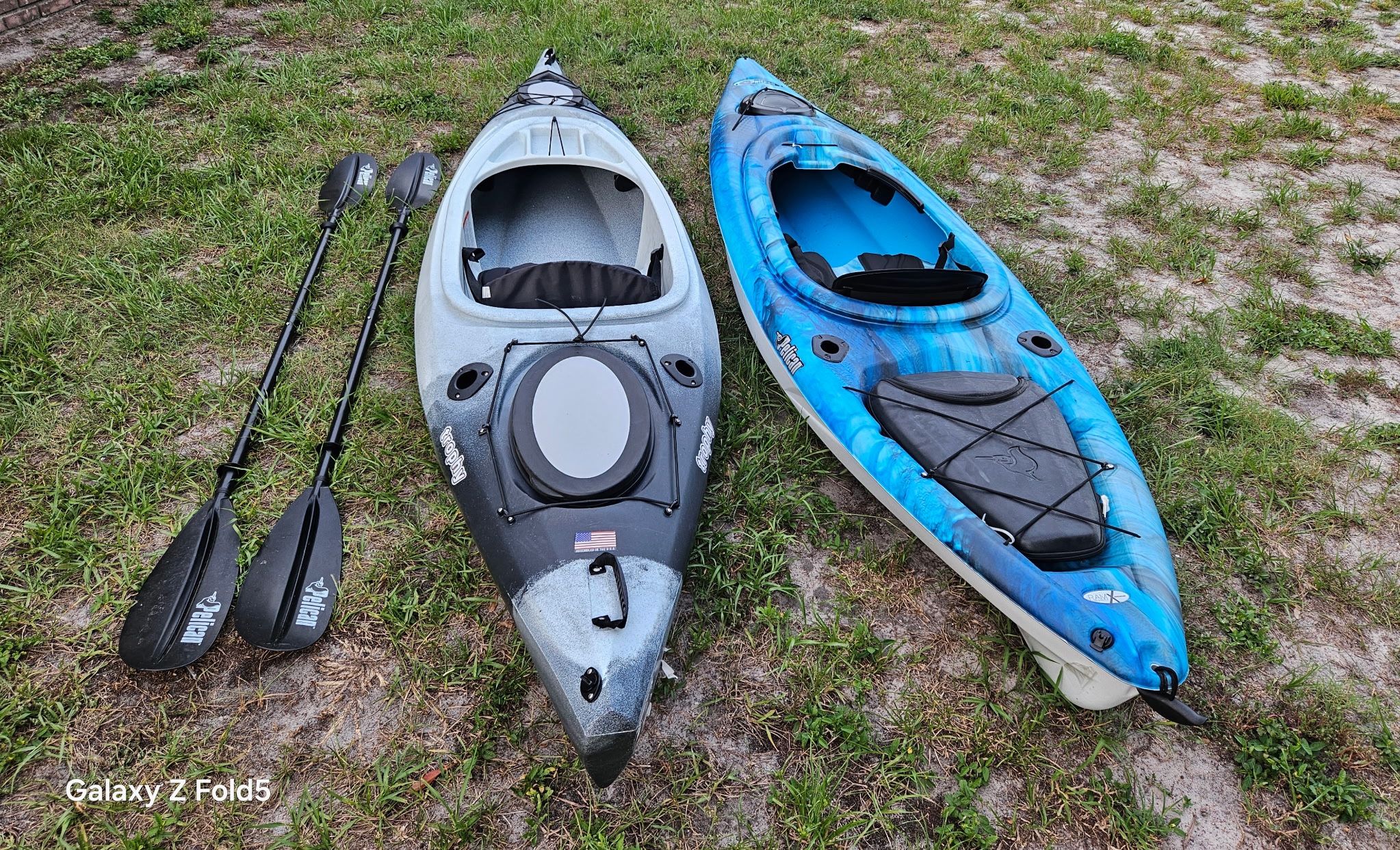 2 Sit In Kayaks With Paddles