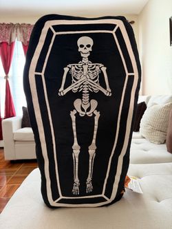 Halloween Skeleton Coffin Shaped Pillow