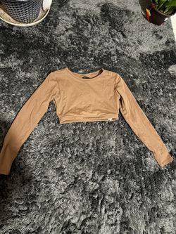Brown Backless Cropped Workout Shirt 